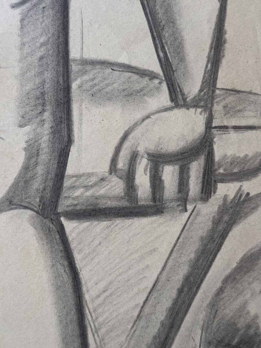 Jourda Drawing Modern Art Fernand Leger Portrait Man Bicycle Cyclist Cubist Tour De France XX-photo-2