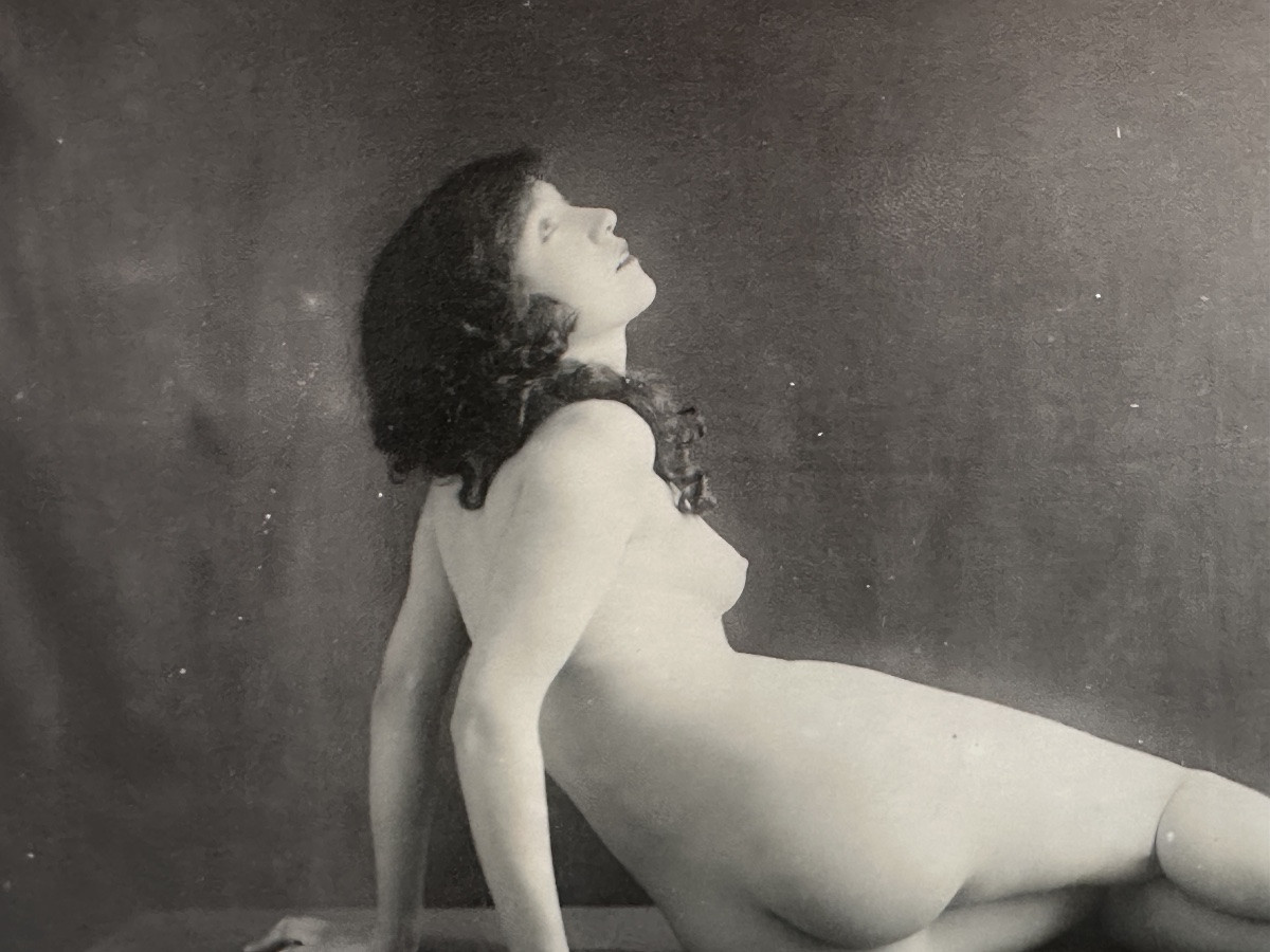 Old Photo Portrait Of A Woman Nude Attitude Atelier Artist Art Nouveau Period-photo-3