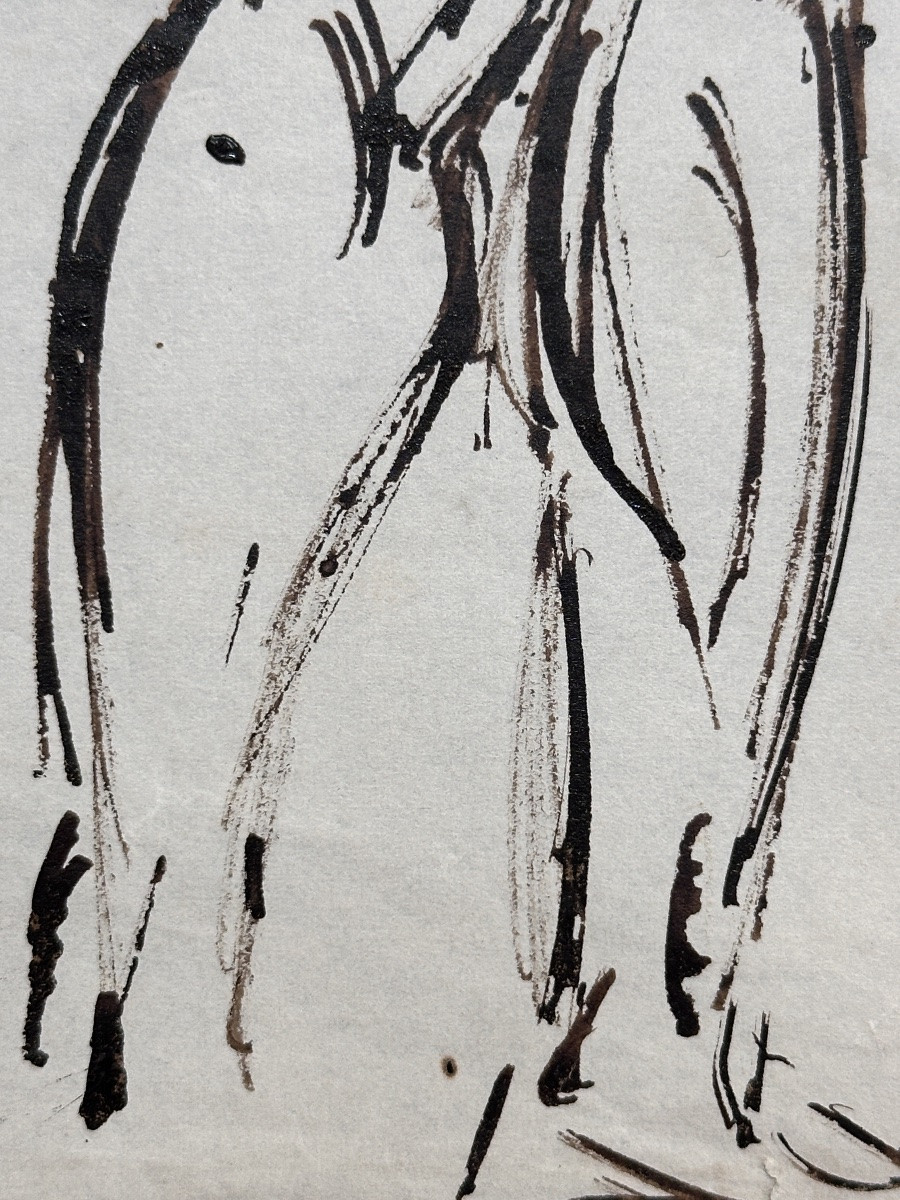 Jan Jacob Ten Kate Drawing Academy Ink Portrait Man Standing Nude -photo-3