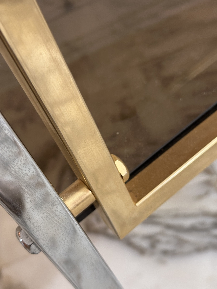 Beautiful Design Console Table Vintage Brass Gold Glass Top St Willy Rizzo Jansen -photo-1
