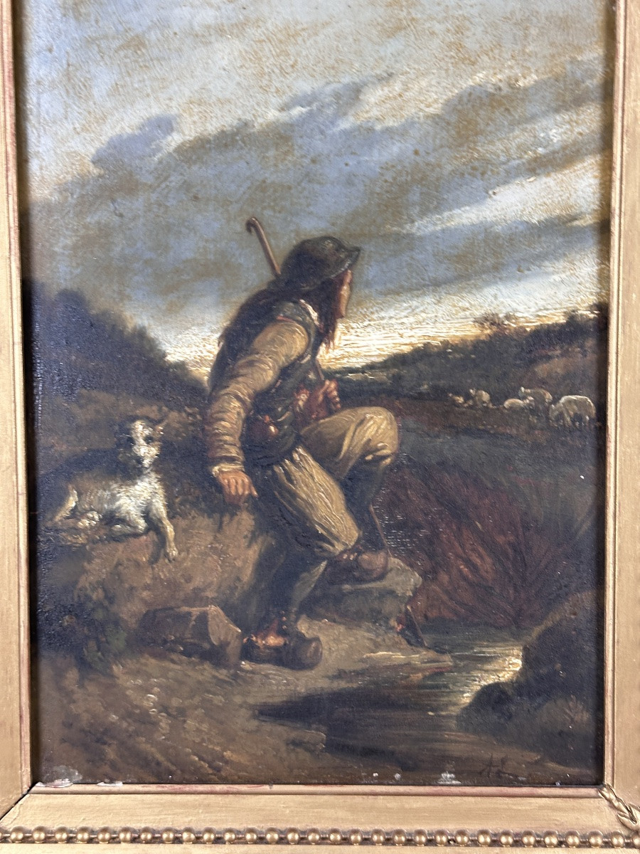 Breton Painting Evariste-vital Luminais - Portrait Of The Shepherd Of Kerlaz 19th Century -photo-2
