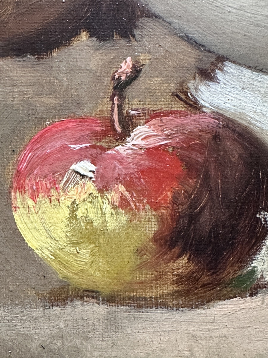 Alfred de Neuville tableau Nature Morte aux raisins Champagne et Fruits  19e-photo-1