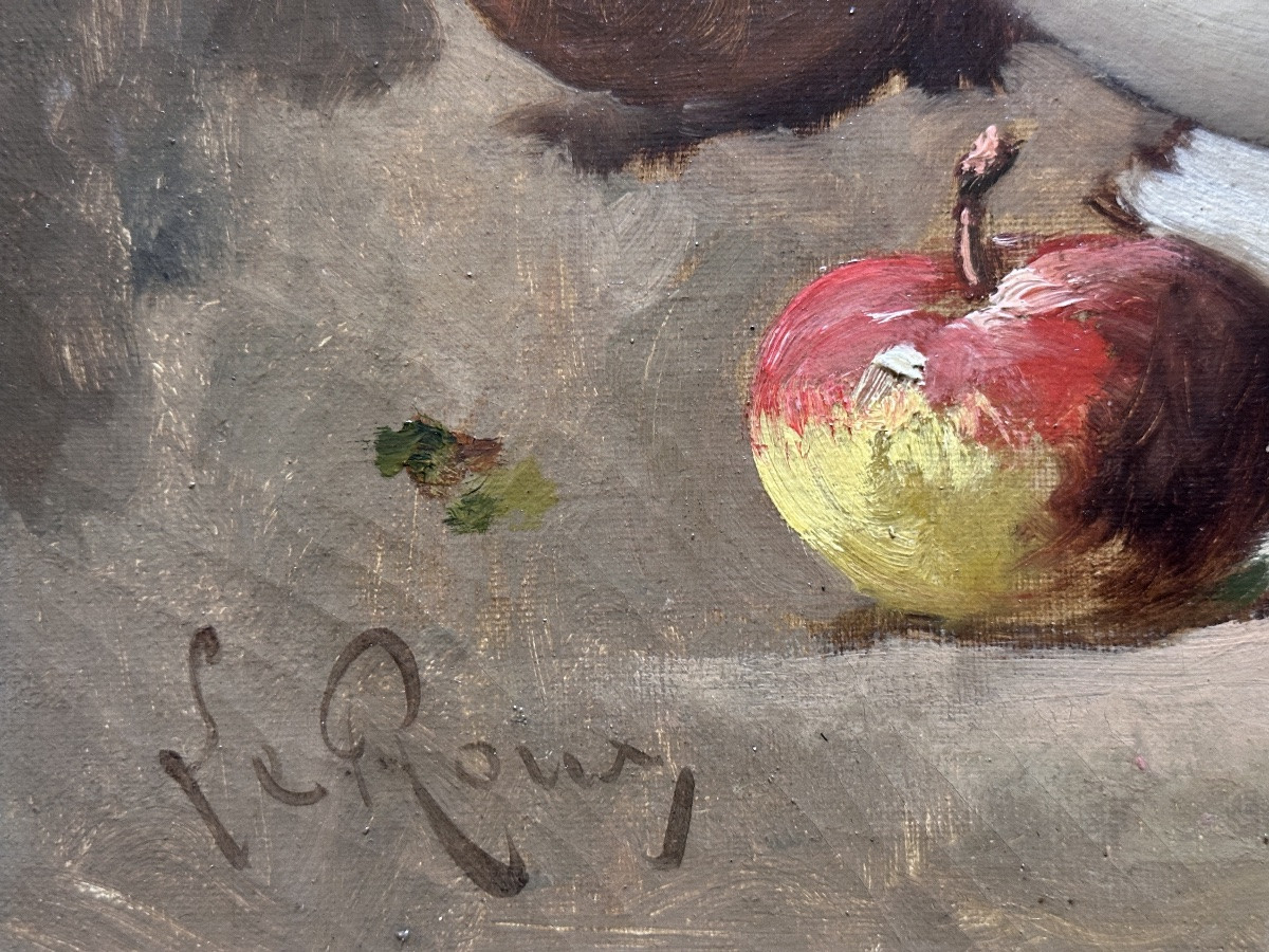Alfred de Neuville tableau Nature Morte aux raisins Champagne et Fruits  19e-photo-5