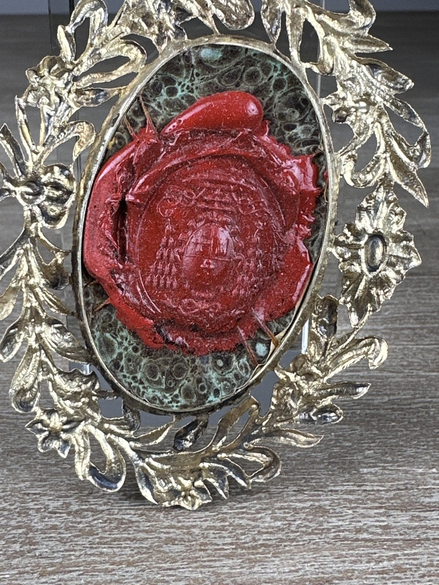 Reliquaire ancien XIXe argent vermeil relique 1ère classe Saint Vincent EX OSSIBUS  dévotion -photo-4