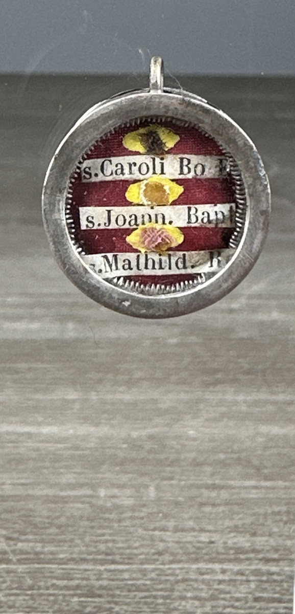 Reliquary 19th Century Saint Charles Borromeo St John The Baptist St Matilda Relic-photo-4