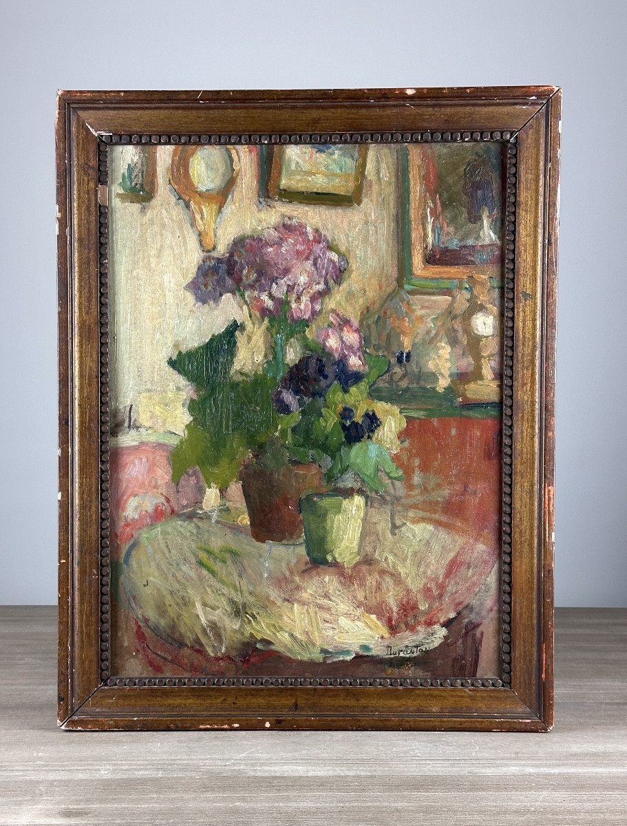 Jeanne DURANTON Tableau  Nature morte intérieur 1900 impressionniste Bonnard Vuillard  -photo-2