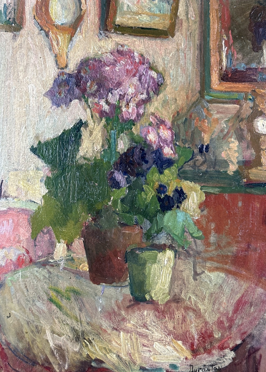 Jeanne DURANTON Tableau  Nature morte intérieur 1900 impressionniste Bonnard Vuillard  