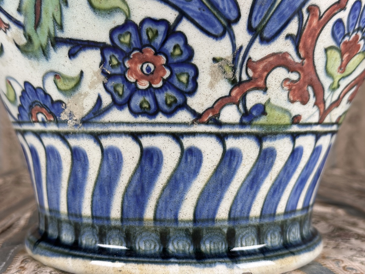 Cantagalli Large Earthenware Vase Majolica Turkish Iznik XIX Century Italian-photo-2