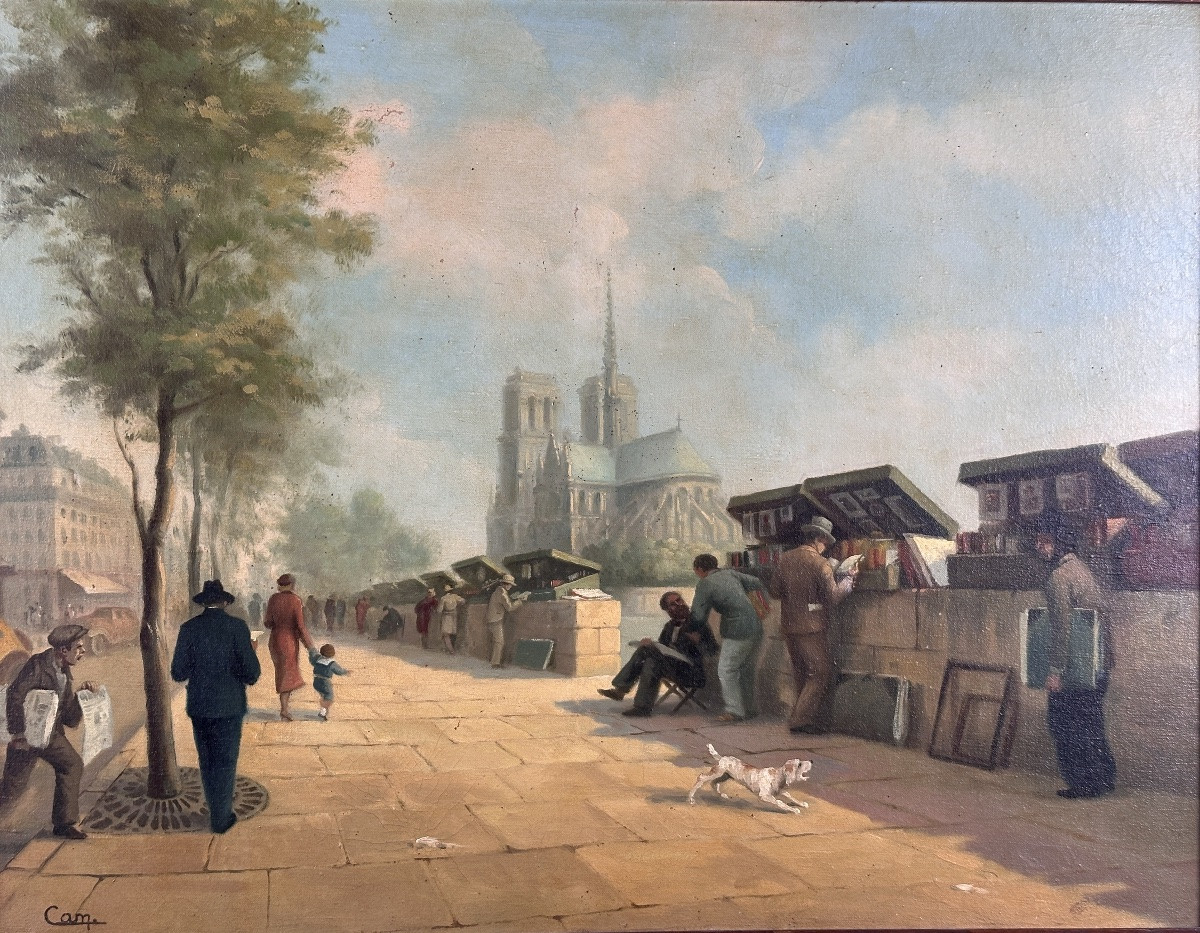 Cam Painting The Quay Of The Booksellers Prints Paris Notre Dame Art Deco-photo-1