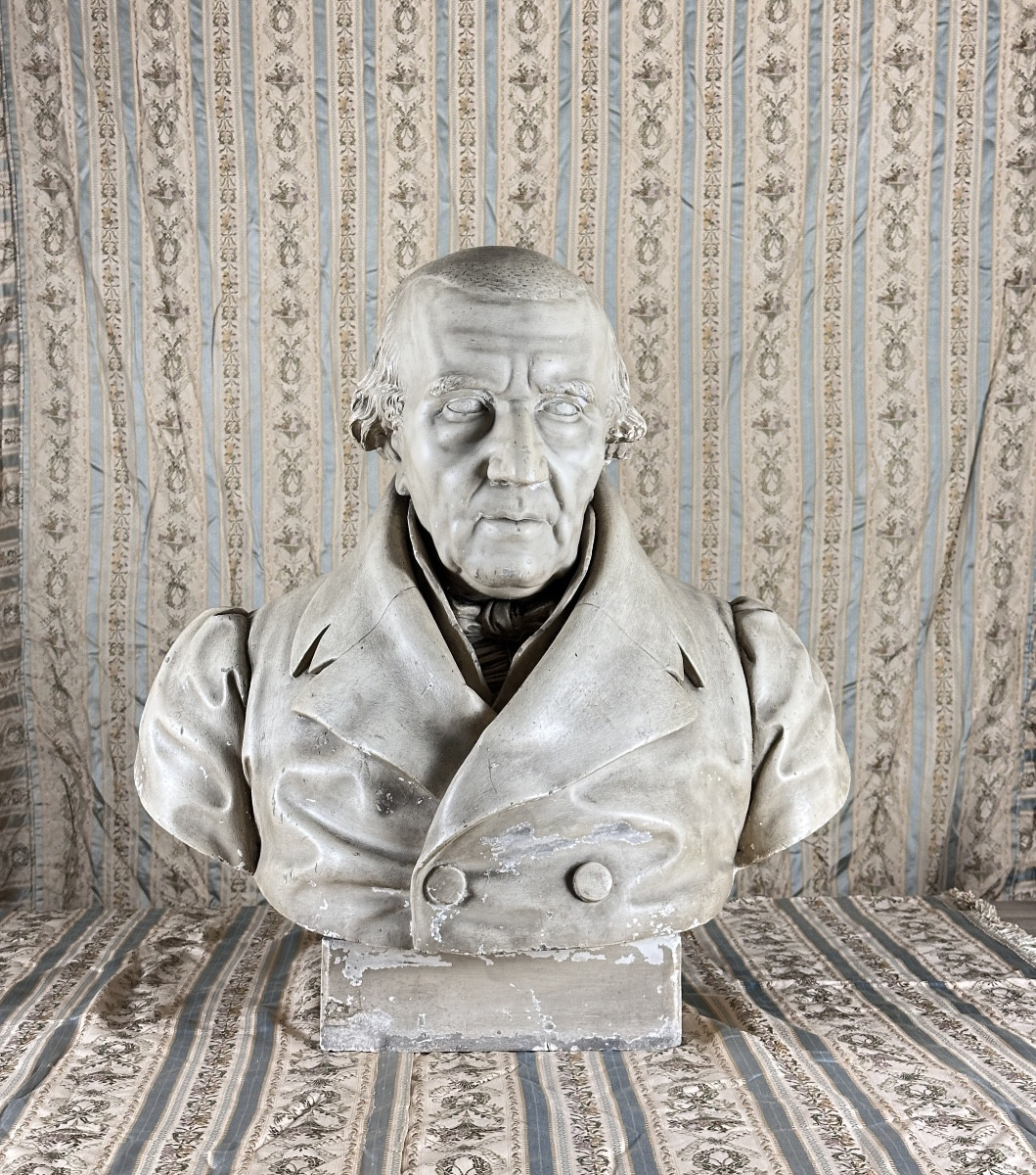 Ancienne Grande Sculpture Portrait Jean Jacques BOSC 19e 70 cm MAGGESI costume-photo-2