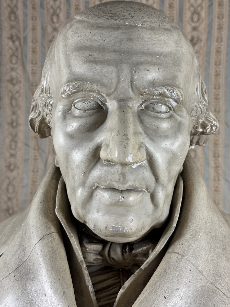Ancienne Grande Sculpture Portrait Jean Jacques BOSC 19e 70 cm MAGGESI costume-photo-1