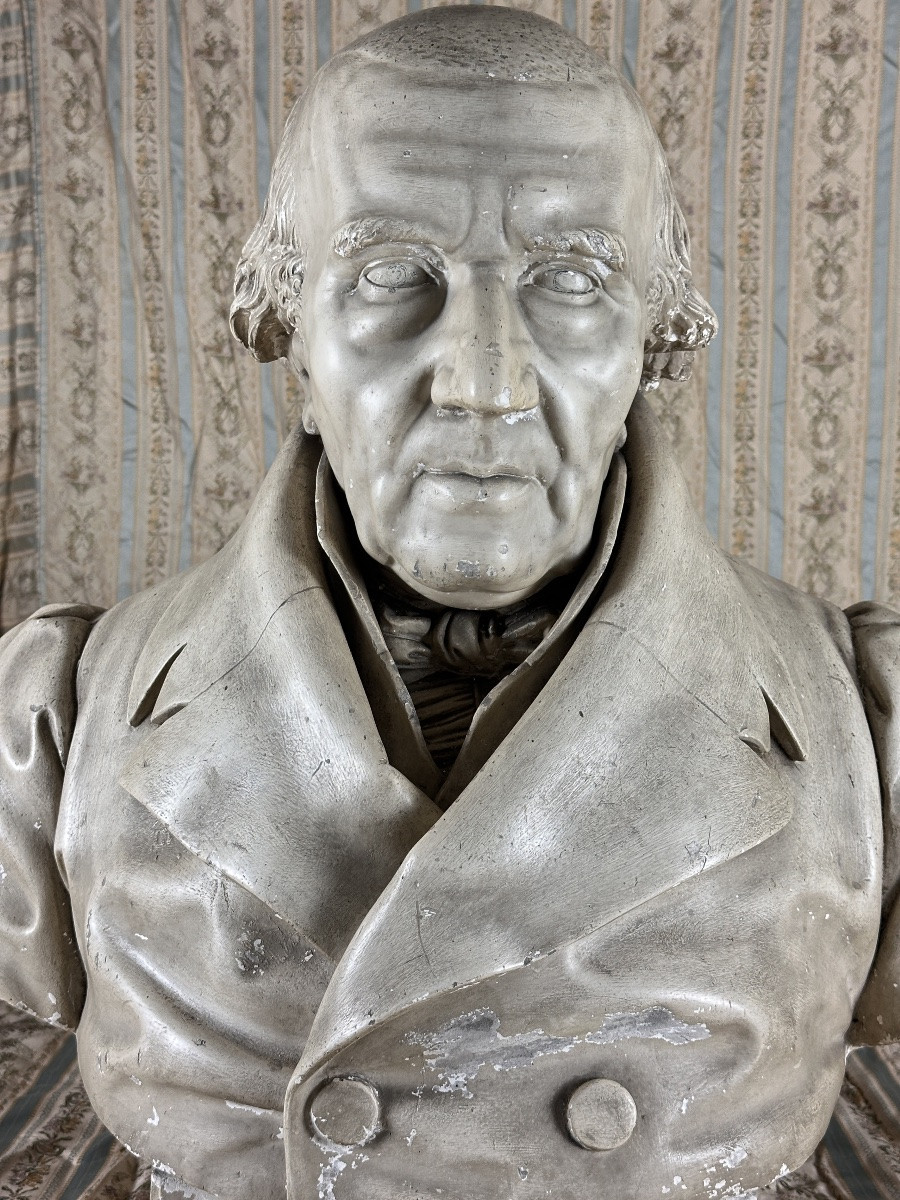 Ancienne Grande Sculpture Portrait Jean Jacques BOSC 19e 70 cm MAGGESI costume-photo-2