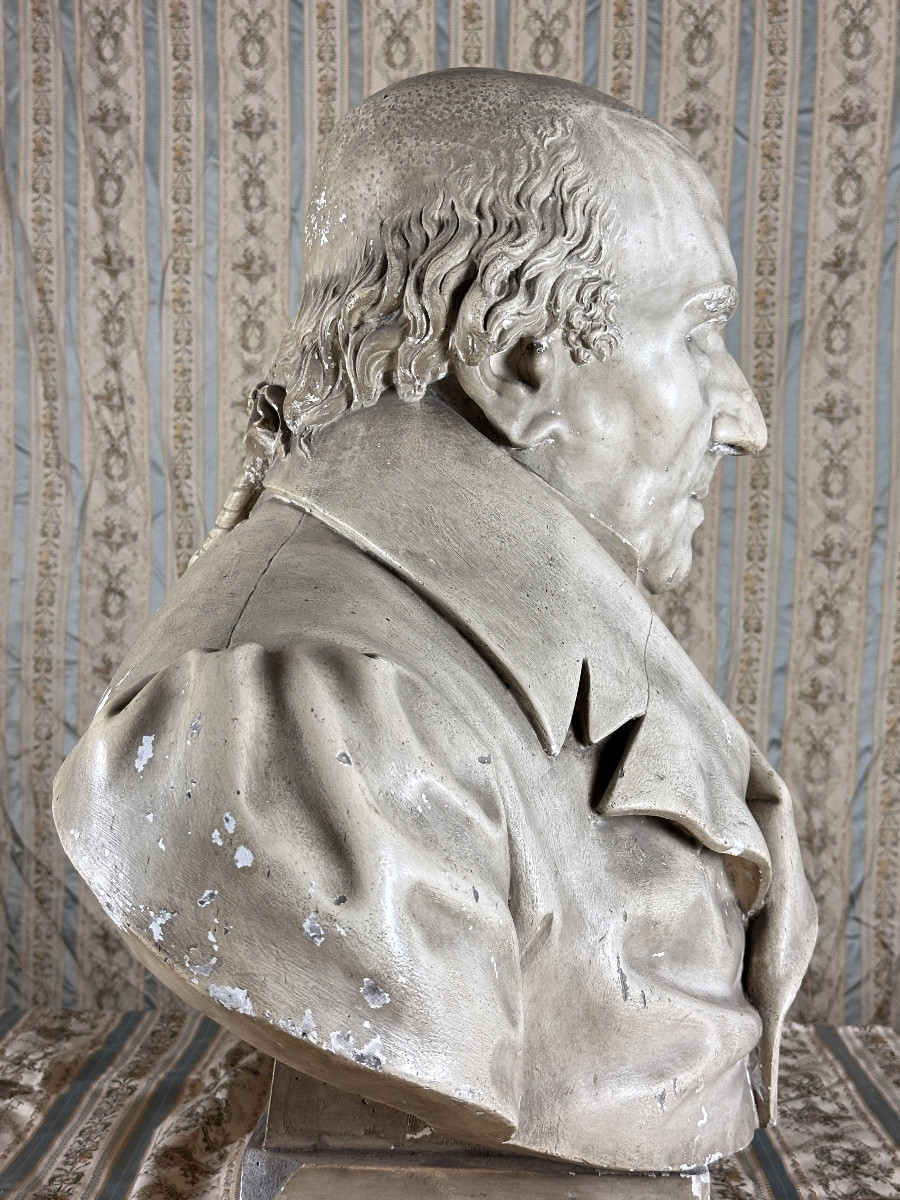 Ancienne Grande Sculpture Portrait Jean Jacques BOSC 19e 70 cm MAGGESI costume