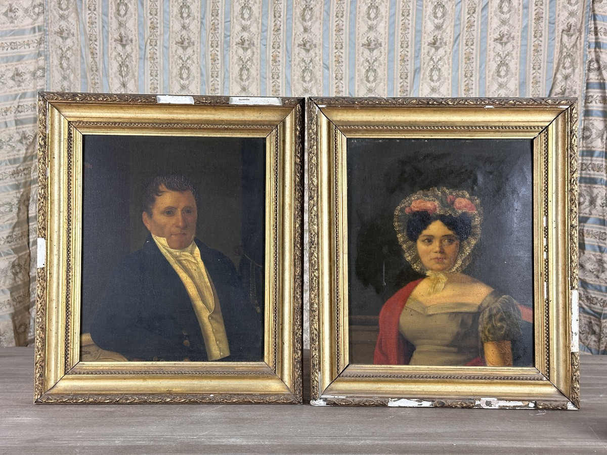 Painting Couple Portrait Woman Costume Protestant Bosc Bordeaux 19th X2-photo-5