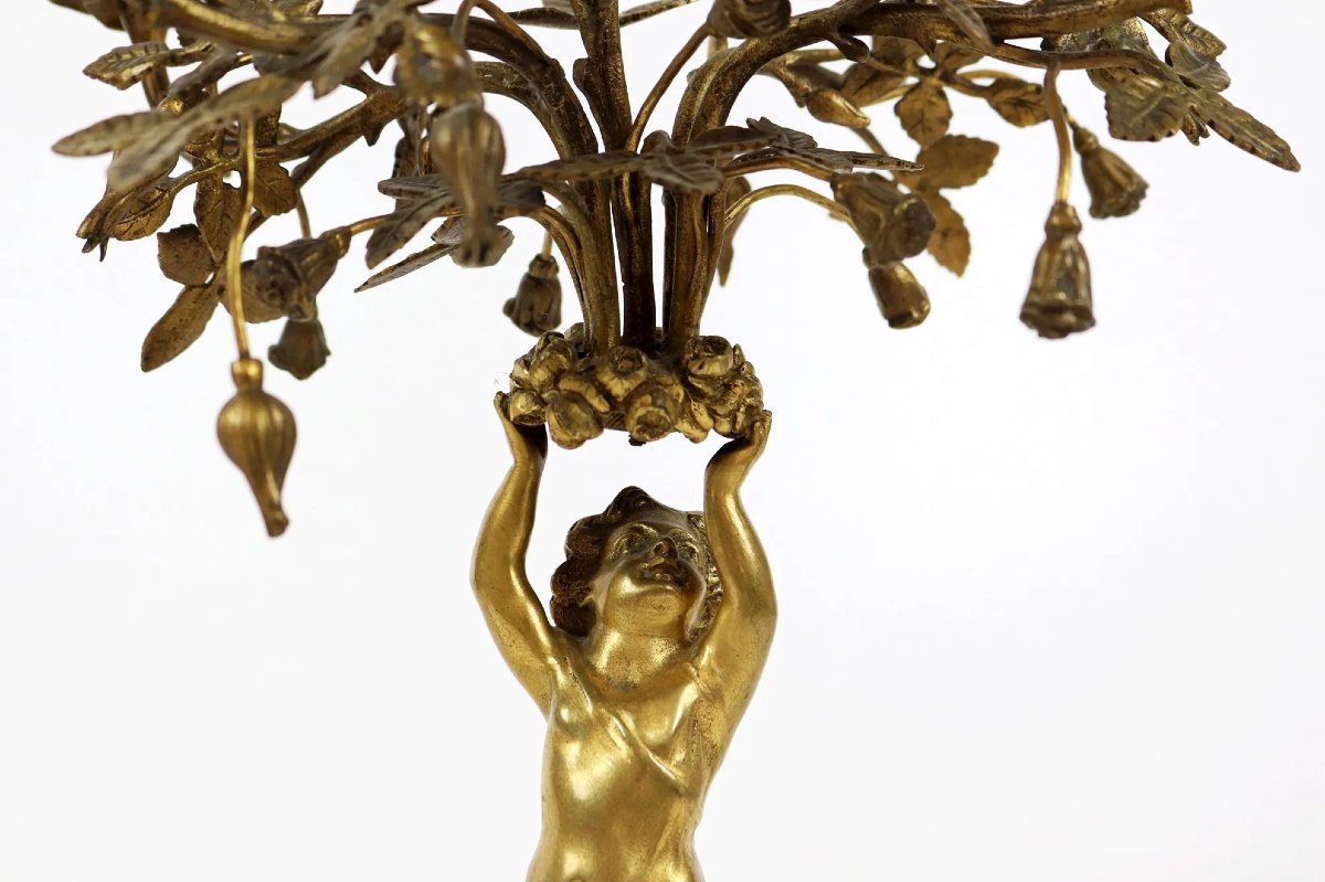 Antique Pair Of Louis XVI Gilt Bronze Candelabras Love Putti Candle Holder 55 Cm 19th Century Candlestick -photo-5