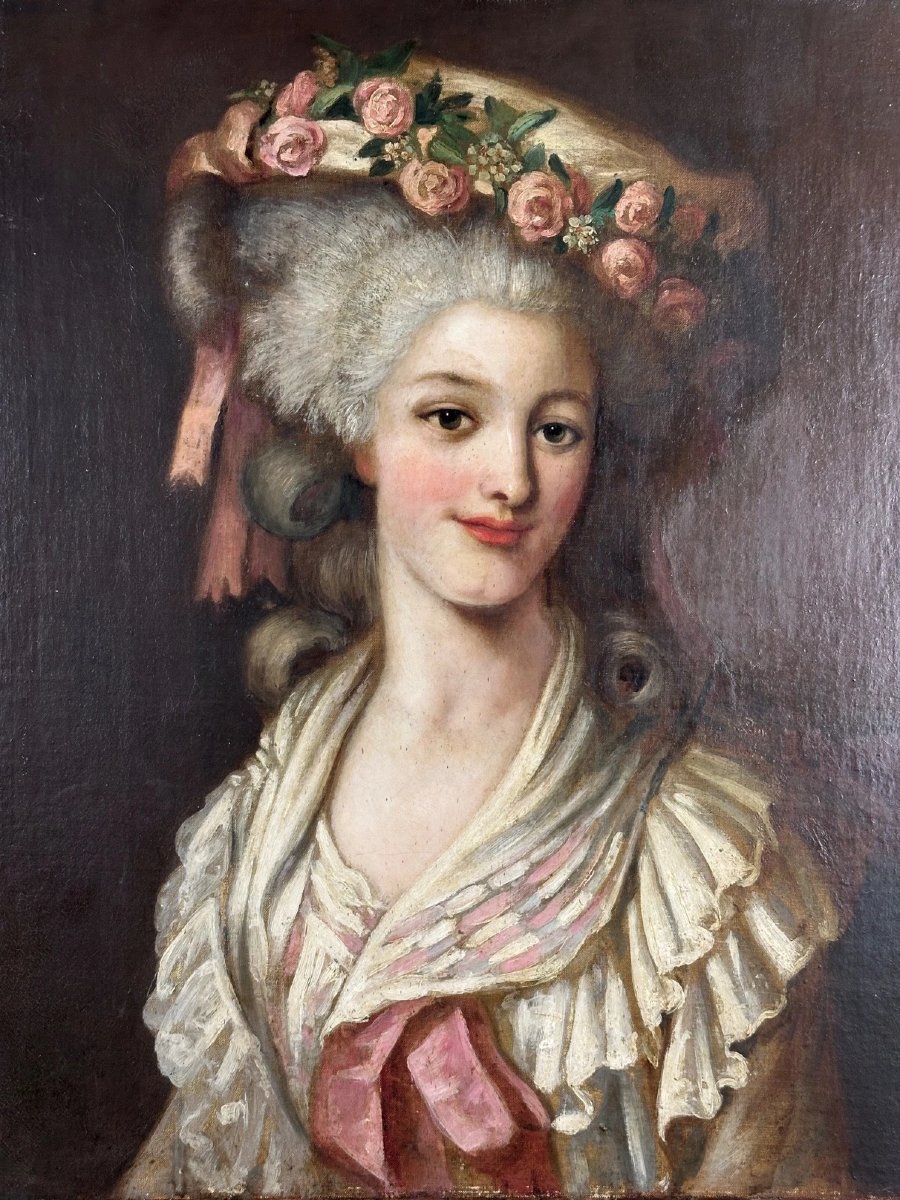 Painting Portrait Of A Courtesan, Headdress, Hat, Princess Louis XVI, Following Riout -photo-3