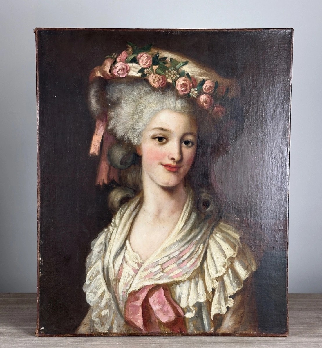 Painting Portrait Of A Courtesan, Headdress, Hat, Princess Louis XVI, Following Riout 