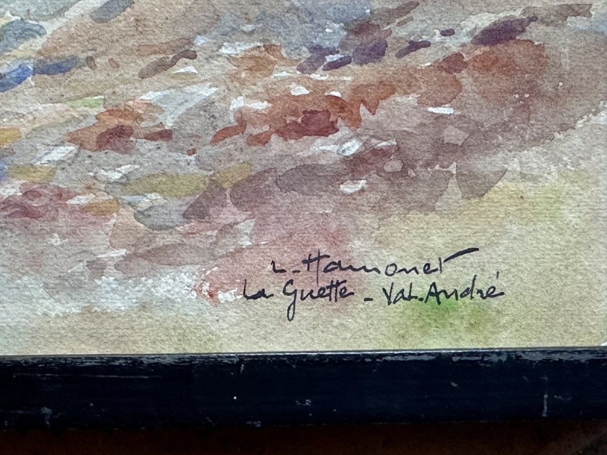 Léon Hamonet Brittany La Guette Marine Val-andré Watercolor Seaside Breton -photo-2