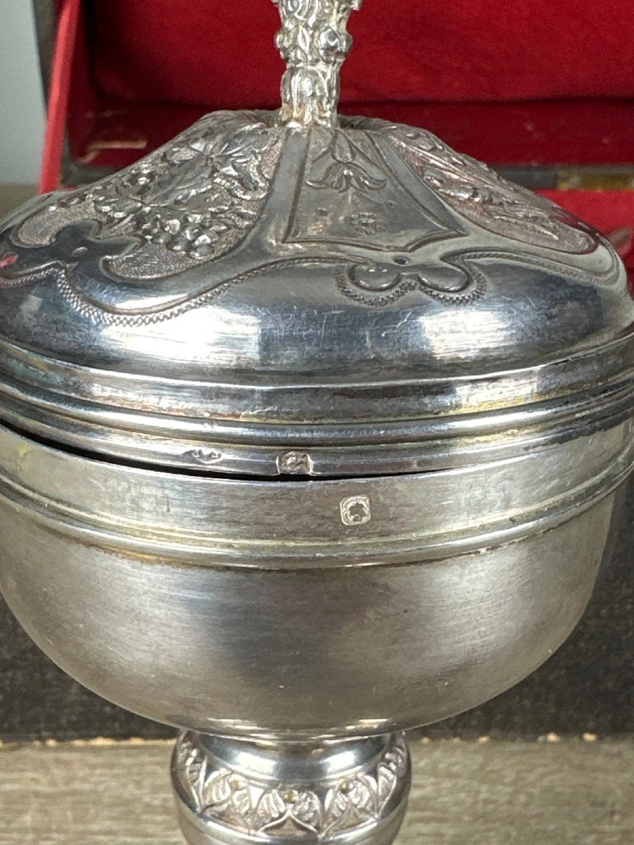 Solid Silver Ciborium In A Case, Favier Frères Lyon, For Religious Mass-photo-2