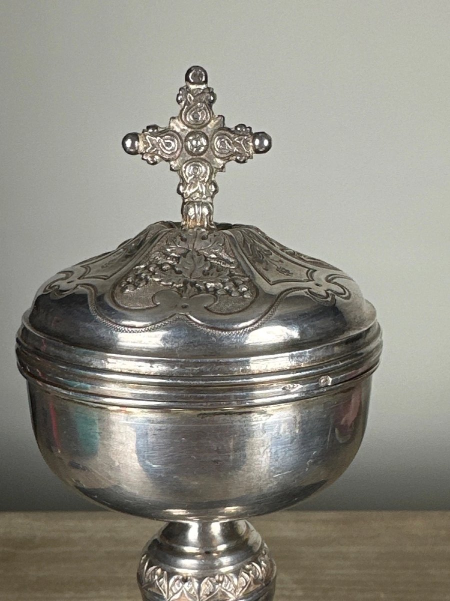 Solid Silver Ciborium In A Case, Favier Frères Lyon, For Religious Mass-photo-2