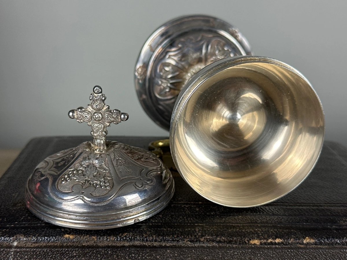 Solid Silver Ciborium In A Case, Favier Frères Lyon, For Religious Mass-photo-5