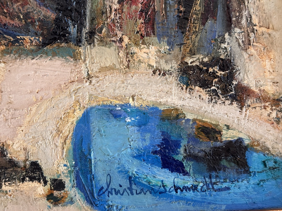 Christian Schmidt  Grand tableau moderne paysage bord de mer Espagne Tossa de Mar-photo-1