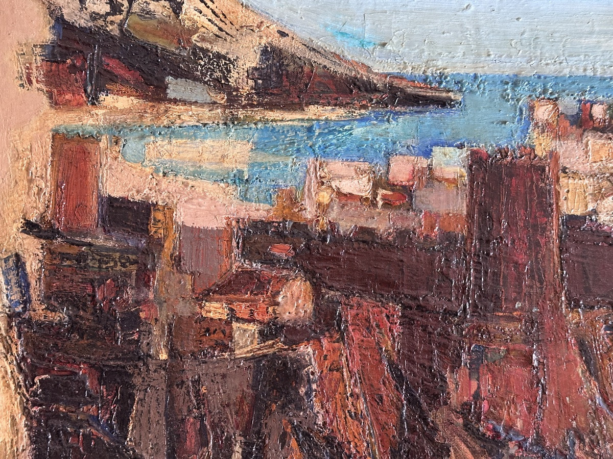 Christian Schmidt  Grand tableau moderne paysage bord de mer Espagne Tossa de Mar-photo-5