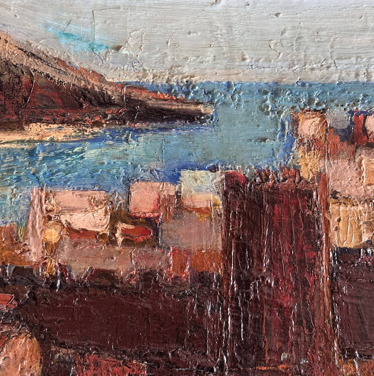 Christian Schmidt  Grand tableau moderne paysage bord de mer Espagne Tossa de Mar