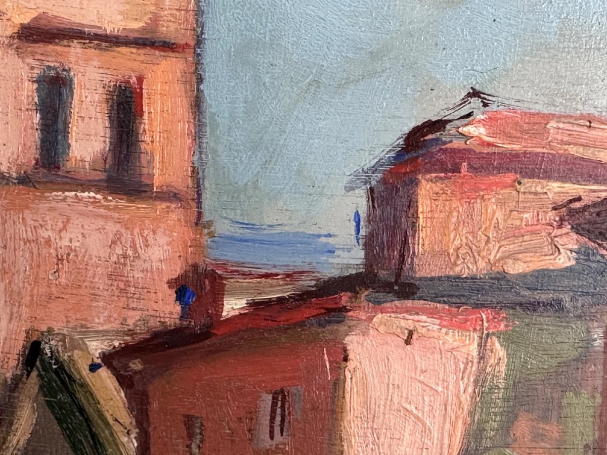 Marcel Bertoin, Antique Painting, Landscape, Roman Fountain, Bustling City Of Rome, Summer -photo-4