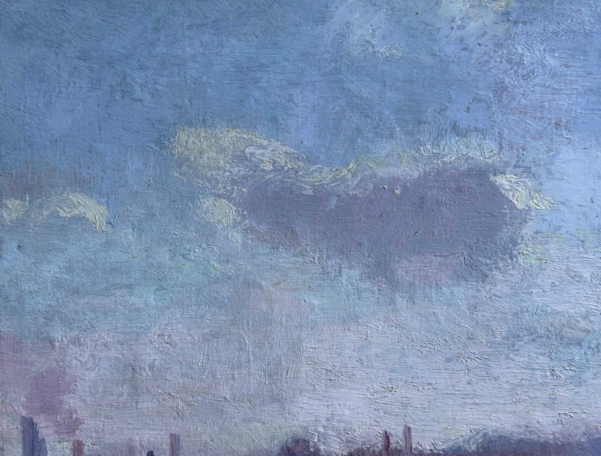 Edmond SIGRIST Tableau  vue de  La Seine à Paris Javel Meudon pont d'Auteuil Fauve 1900 Luce -photo-1