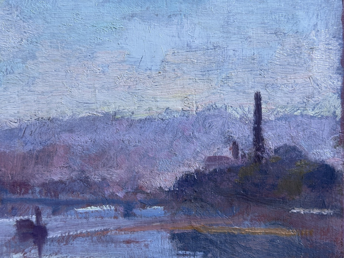 Edmond SIGRIST Tableau  vue de  La Seine à Paris Javel Meudon pont d'Auteuil Fauve 1900 Luce -photo-2