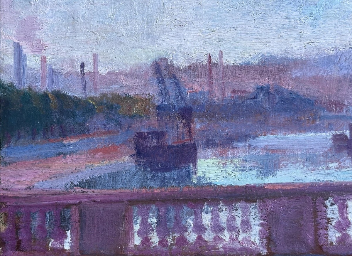 Edmond SIGRIST Tableau  vue de  La Seine à Paris Javel Meudon pont d'Auteuil Fauve 1900 Luce 