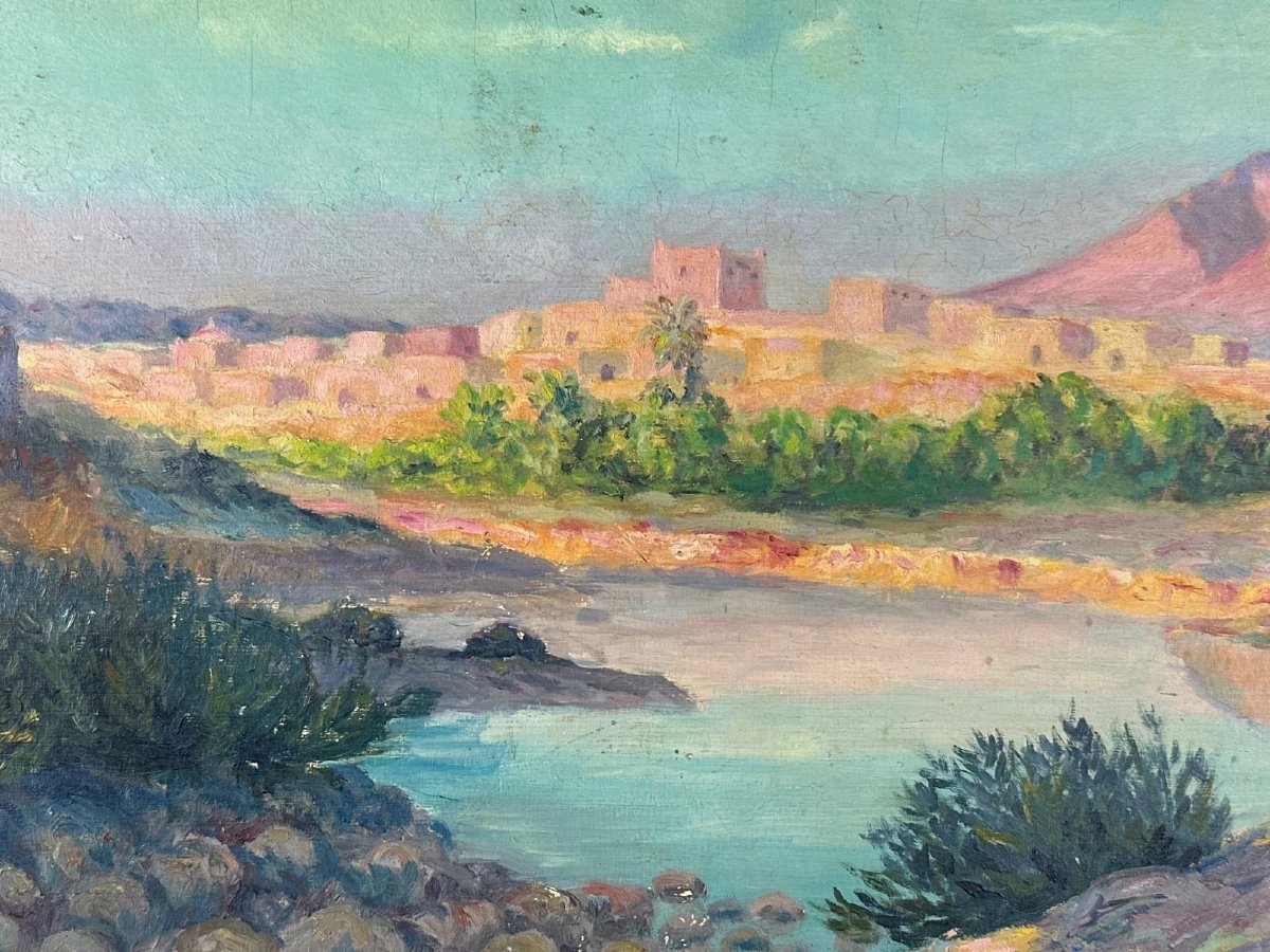 Antique Orientalist Painting, Seaside Landscape, Piana Oued Coast, Algeria, Corsica, Maxime Noiré (st-photo-3