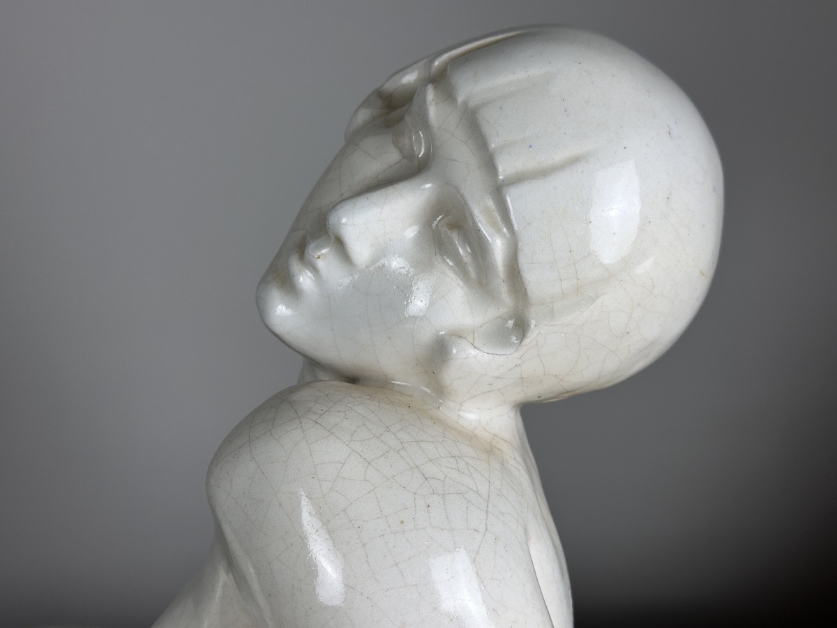 Yvonne PARVILLÉE  sculpture ART DECO CÉRAMIQUE Jeune femme Nue 1920  62CM-photo-2