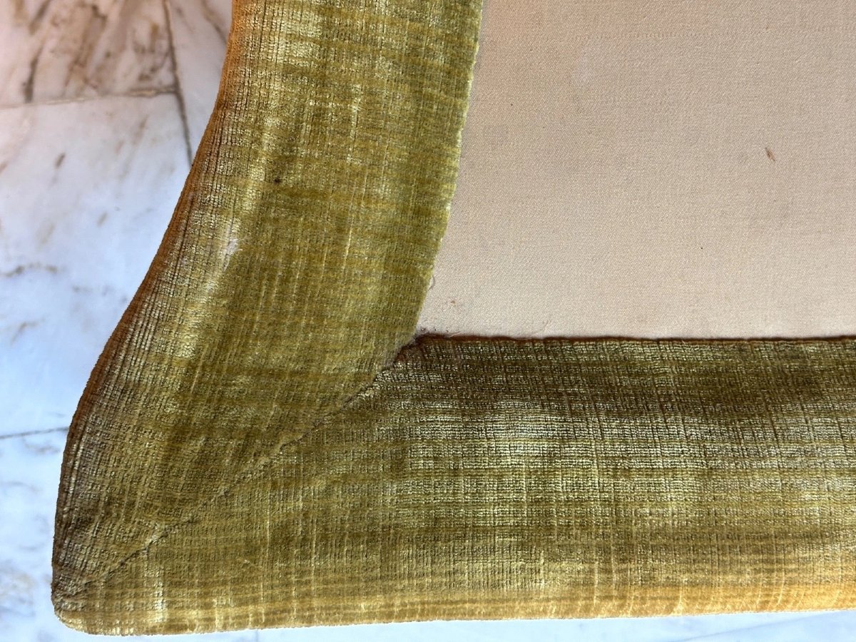 Important Antique Louis XVI Stool In Carved And Lacquered Wood With Fluted Ribbon Detailing, 76cm. Pouf-photo-3