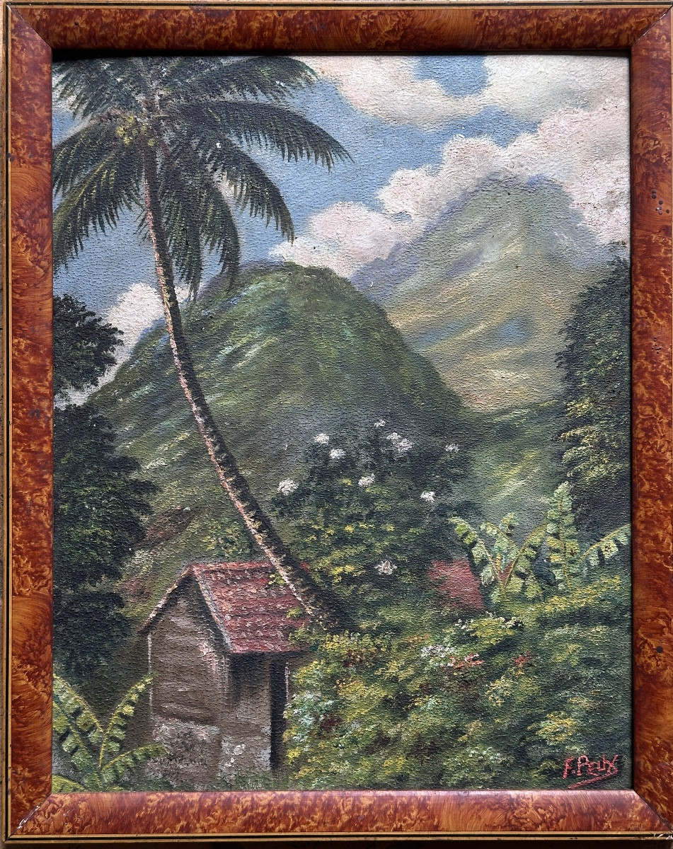  Fernand Peux, Old Painting, Martinique, Mount Pelée, Morne Vert, Signed Hanoi 1940-photo-2