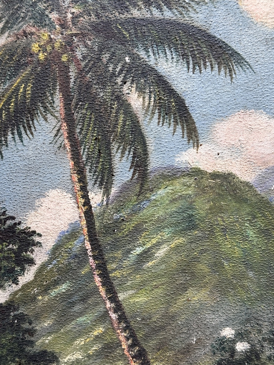  Fernand Peux, Old Painting, Martinique, Mount Pelée, Morne Vert, Signed Hanoi 1940-photo-1