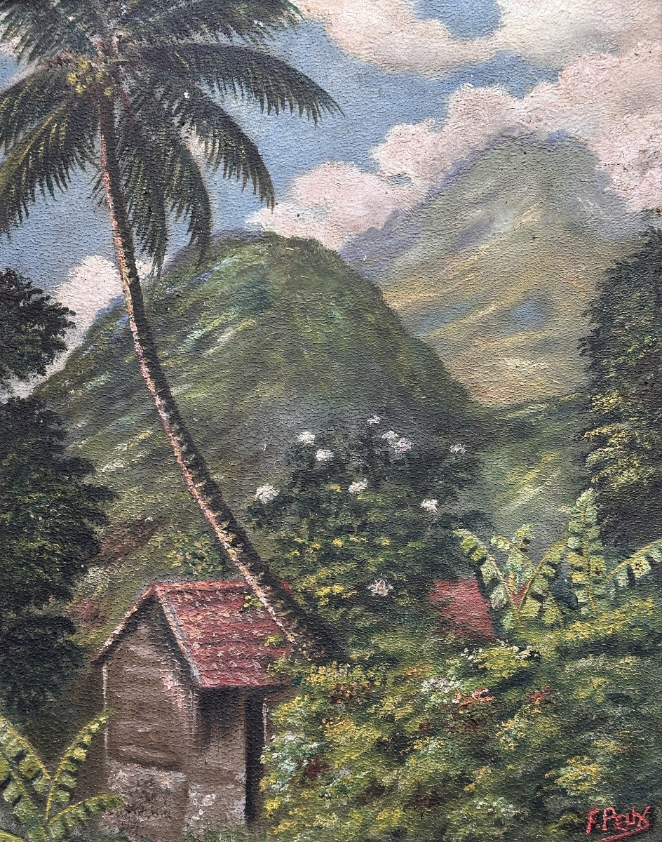  Fernand Peux, Old Painting, Martinique, Mount Pelée, Morne Vert, Signed Hanoi 1940-photo-3