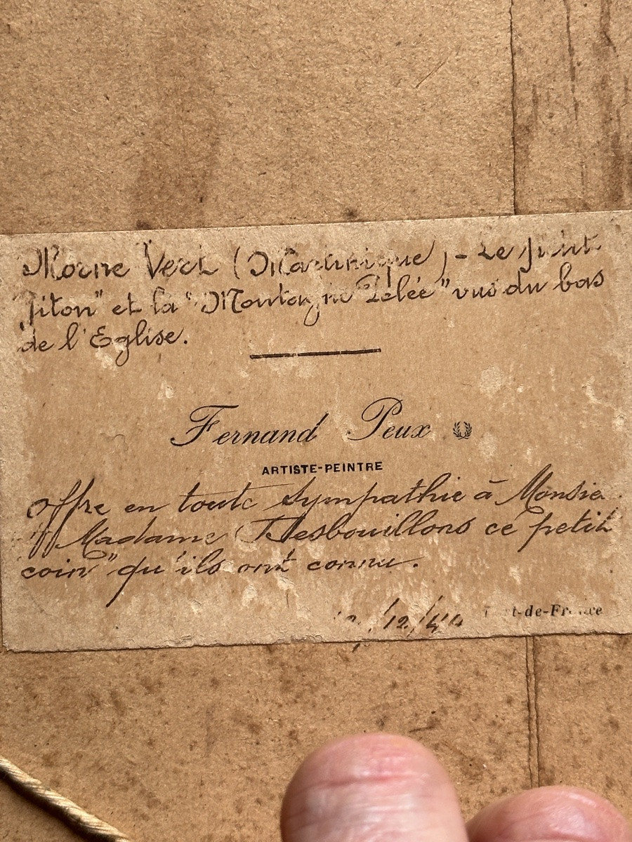  Fernand Peux, Old Painting, Martinique, Mount Pelée, Morne Vert, Signed Hanoi 1940-photo-4