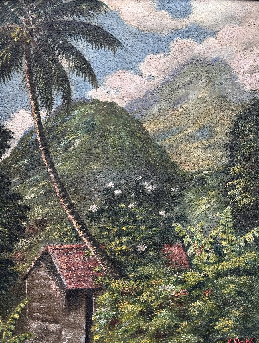  Fernand Peux, Old Painting, Martinique, Mount Pelée, Morne Vert, Signed Hanoi 1940-photo-5