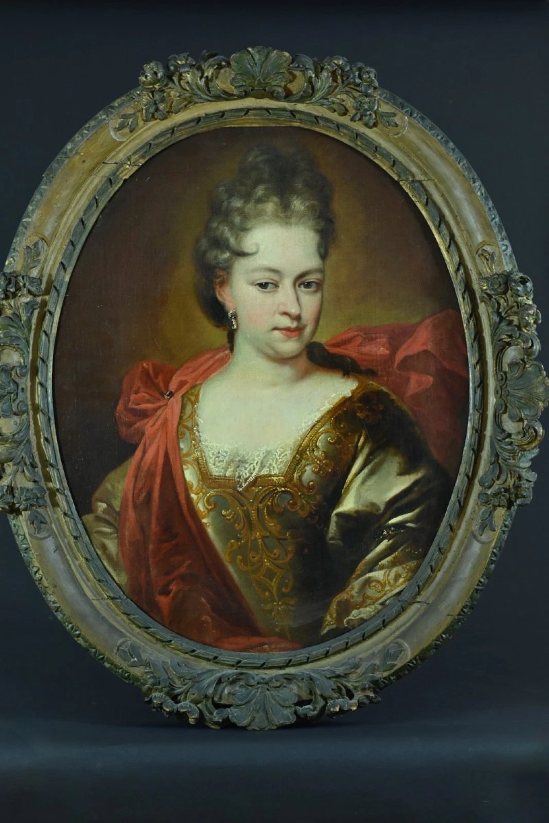 Beautiful Painting, Portrait Of A Baroque Lady In Costume, 1720, Italy, Genoese  Mulinaretto-photo-1