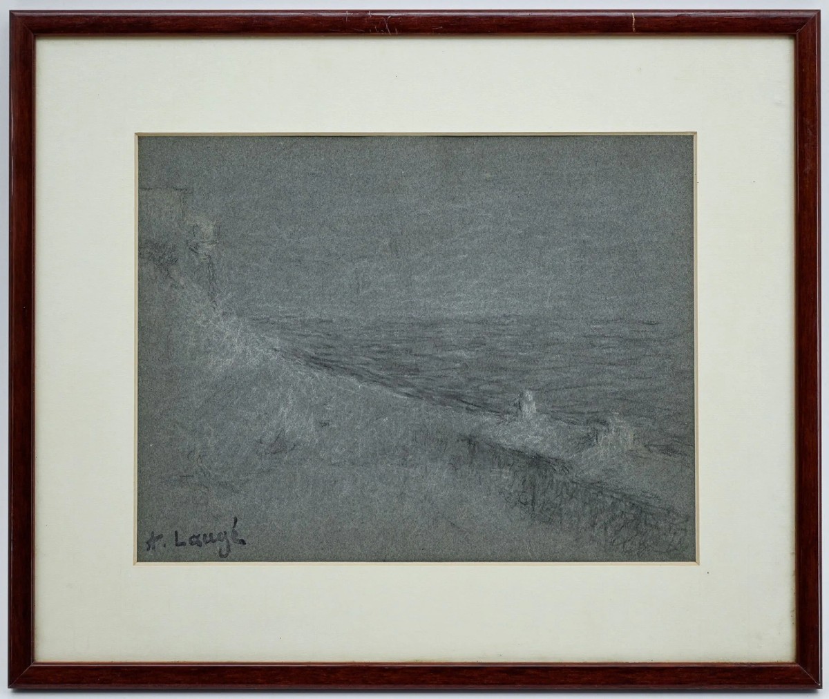 Achille Laugé  Drawing Seaside View Overlooking Collioure Marine Landscape 1925-photo-2