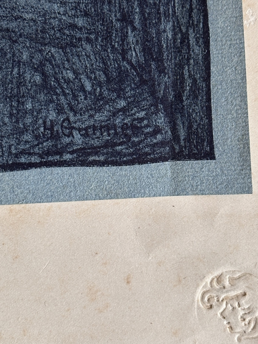 Henri Jules Guinier, Art Nouveau Lithograph, Portrait, "gentle Night," Symbolist, Breton, Champenois-photo-4