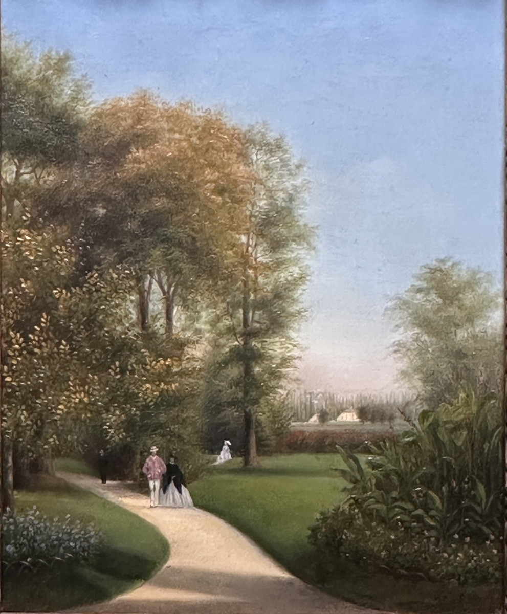 Animated Landscape Painting, View Of Parc Bourgogne, Château Charbonnel, Ys-sur-tille, 1860-photo-2