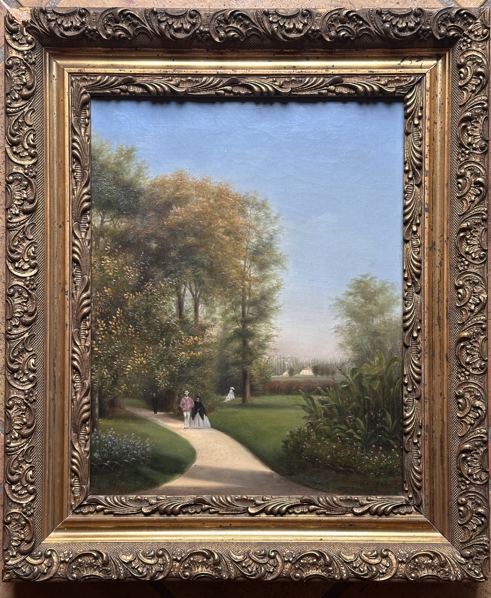 Animated Landscape Painting, View Of Parc Bourgogne, Château Charbonnel, Ys-sur-tille, 1860-photo-3