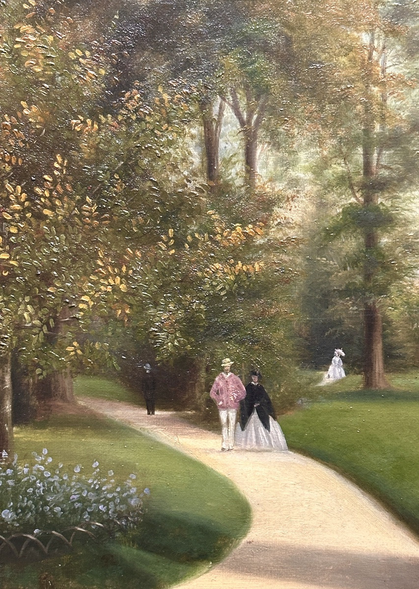 Animated Landscape Painting, View Of Parc Bourgogne, Château Charbonnel, Ys-sur-tille, 1860-photo-3