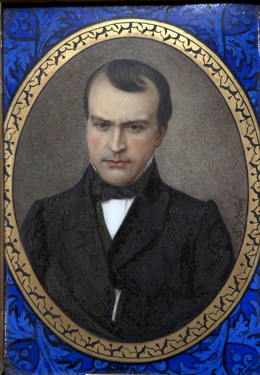 Painting On Porcelain Plaque, Portrait Of A Woman And Man In Costume, E. Yvetot Limoges X 2, 19th Century-photo-2