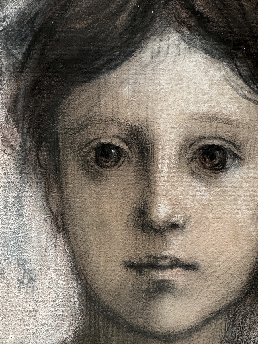 Darras 1881 Portrait hiératique d'une  petite fille  école Française -photo-1