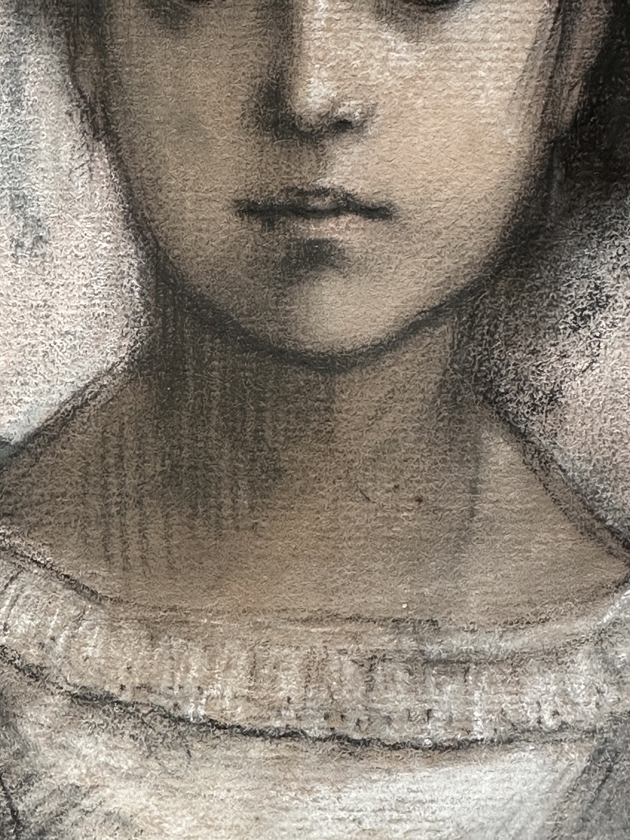 Darras 1881 Portrait hiératique d'une  petite fille  école Française -photo-2