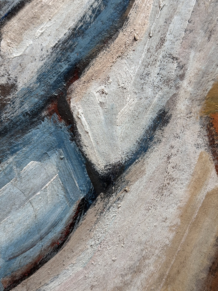 Pierre Demianoff Modern Painting, Portrait Of A Young Nude Woman, Fauvist Style, 1960, Sète -photo-2